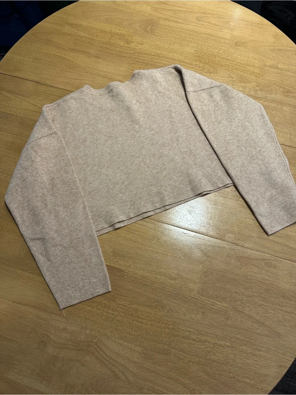Originality Brand Beige Knit Cropped Sweater with Brown and Peach Flowers Size L